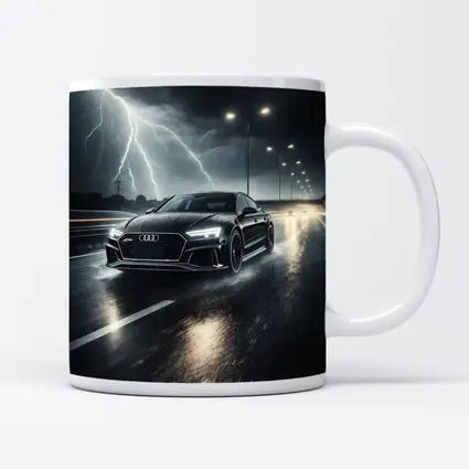 Audi RS7 Black Racing Through Stormy Night