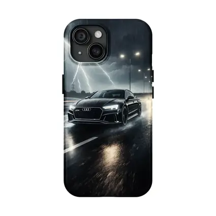 Audi RS7 Black Racing Through Stormy Night