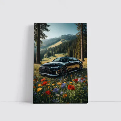 Audi RS7 Black Parked Wildflower Mountain Meadow