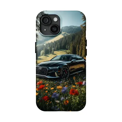Audi RS7 Black Parked Wildflower Mountain Meadow