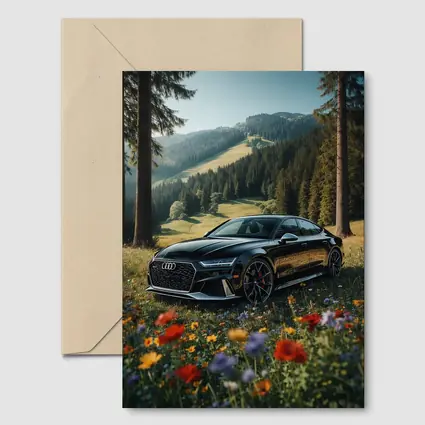 Audi RS7 Black Parked Wildflower Mountain Meadow