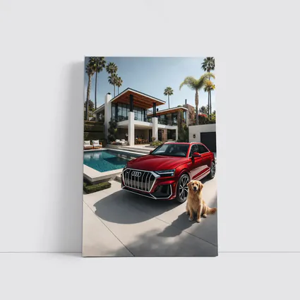 Audi Q8 Red SUV Luxury Villa Setting
