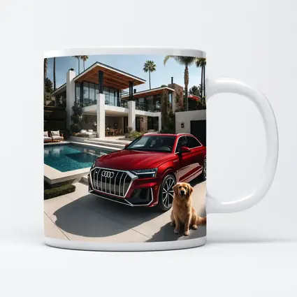 Audi Q8 Red SUV Luxury Villa Setting