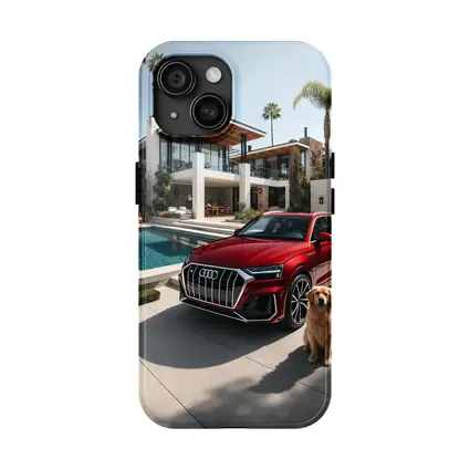 Audi Q8 Red SUV Luxury Villa Setting