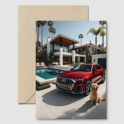 Audi Q8 Red SUV Luxury Villa Setting