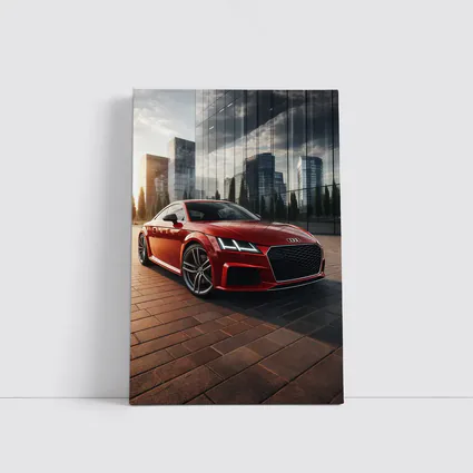Audi TT Red Coupe City Glass Buildings