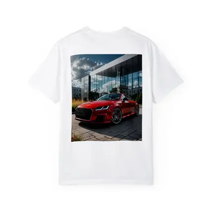 Audi TT Red Coupe Modern Building Background