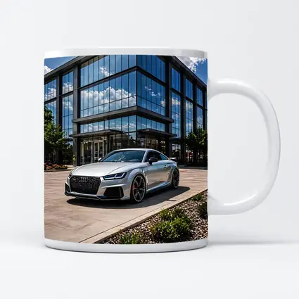 Audi TT RS Silver Outside Glass Building