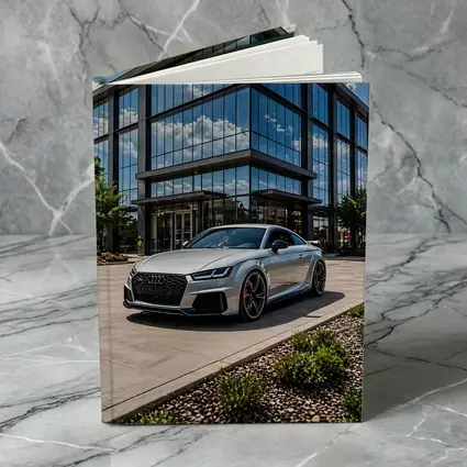 Audi TT RS Silver Outside Glass Building