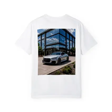 Audi TT RS Silver Outside Glass Building