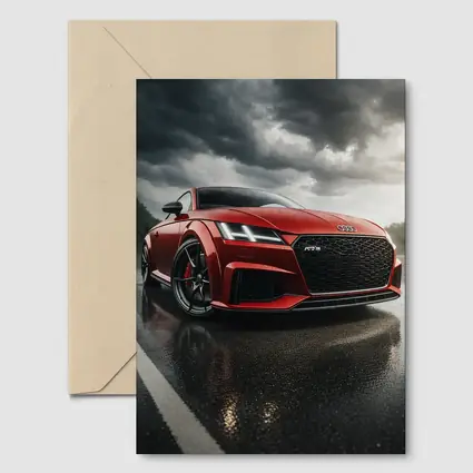 Audi TT RS Red Car Stormy Skies