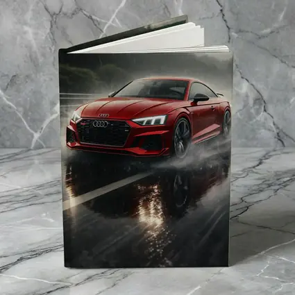 Audi RS5 Red Coupe Rainy Road Drive