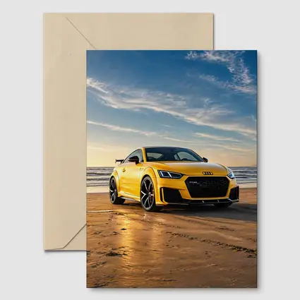 Audi TT RS Yellow On Beach Shore