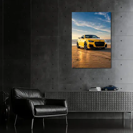 Audi TT RS Yellow On Beach Shore