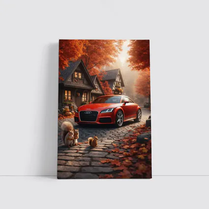 Audi TT Red Sports Car Autumn Cottage