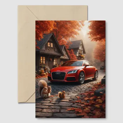 Audi TT Red Sports Car Autumn Cottage