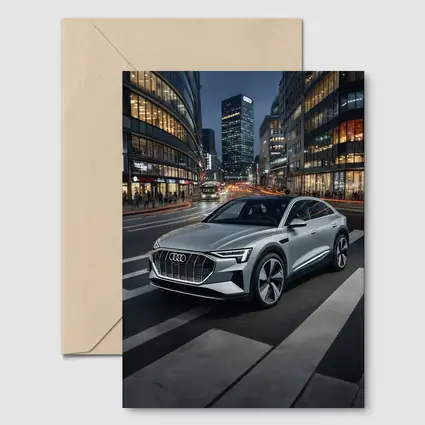 Audi E-Tron Silver SUV City Night