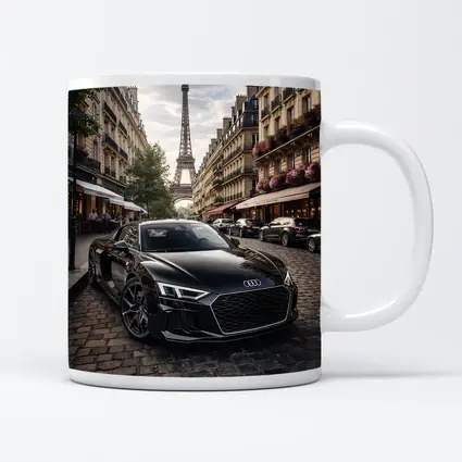 Audi R8 Black Sports Car Paris Street