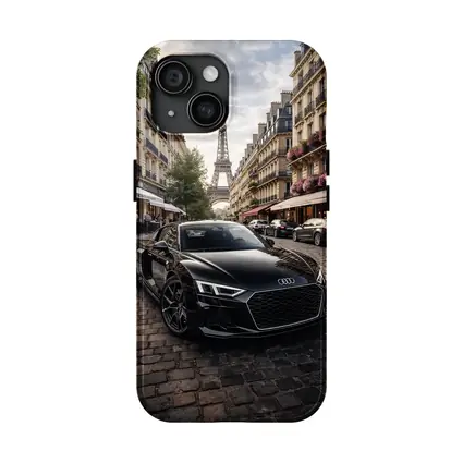 Audi R8 Black Sports Car Paris Street