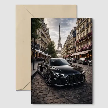 Audi R8 Black Sports Car Paris Street