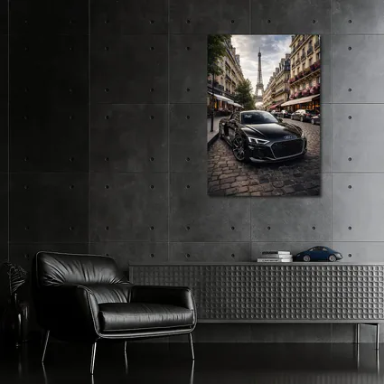Audi R8 Black Sports Car Paris Street