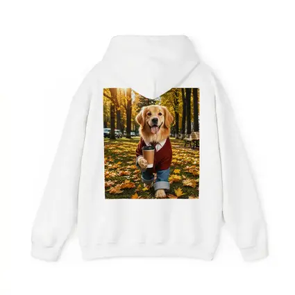 Golden Retriever Sweater Coffee Autumn Park