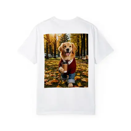Golden Retriever Sweater Coffee Autumn Park