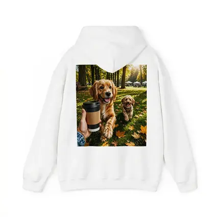 Two Happy Dogs in Autumn Park