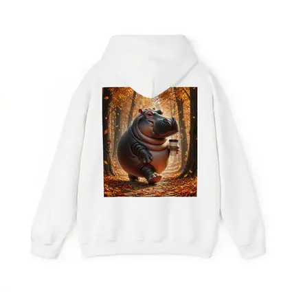 Hippo Walking With Coffee Autumn Forest