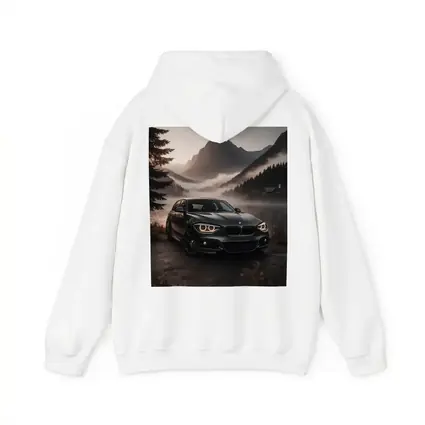 BMW 1 Series Parked by Misty Mountain Lake
