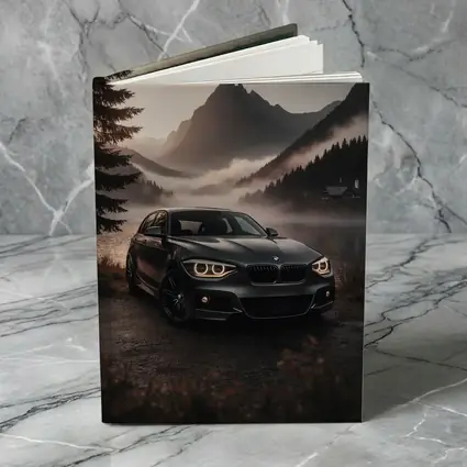 BMW 1 Series Parked by Misty Mountain Lake