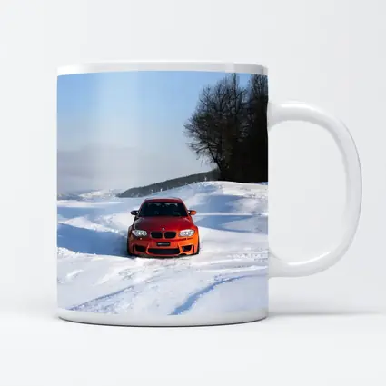 BMW 1M Coupe Orange Snow Winter Drive