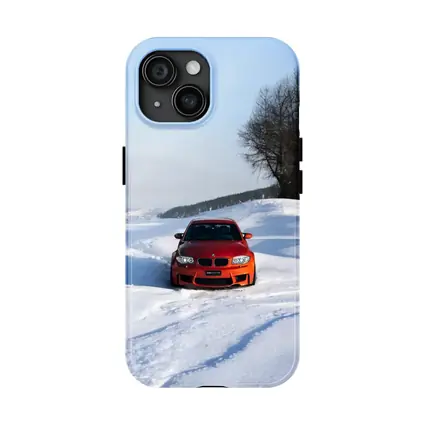 BMW 1M Coupe Orange Snow Winter Drive
