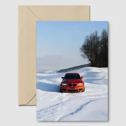 BMW 1M Coupe Orange Snow Winter Drive