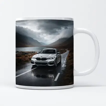 BMW 3 Series on Rainy Mountain Road
