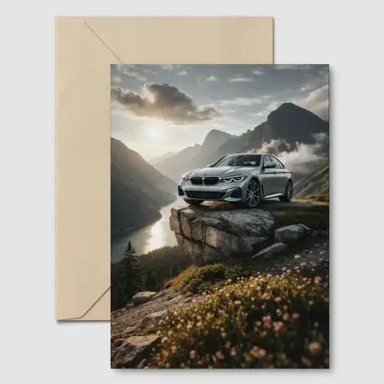 BMW 3 Series Silver Sedan Mountain Overlook
