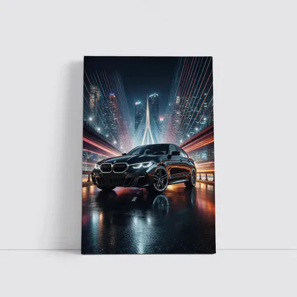 BMW Three Series Black Night City Bridge