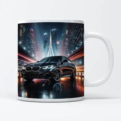 BMW Three Series Black Night City Bridge