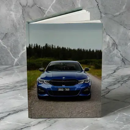 BMW 3 Series Blue Front View Forest Road