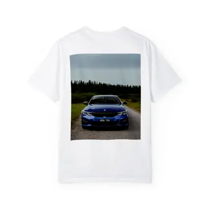 BMW 3 Series Blue Front View Forest Road