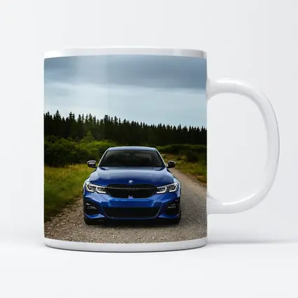 BMW 3 Series Blue Sedan Forest Road