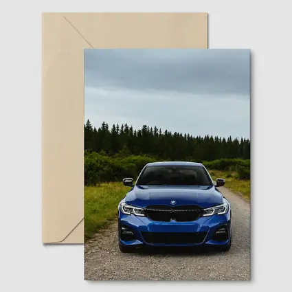 BMW 3 Series Blue Sedan Forest Road