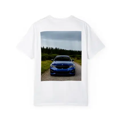 BMW 3 Series Blue Sedan Forest Road