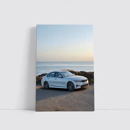 BMW 3 Series White Sedan Coastal Scene