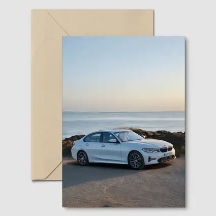 BMW 3 Series White Sedan Coastal Scene