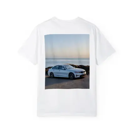 BMW 3 Series White Sedan Coastal Scene