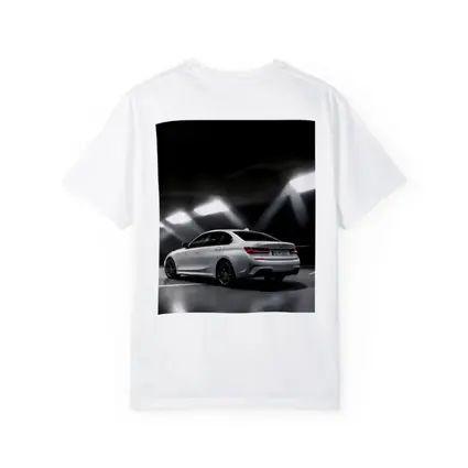 BMW 3 Series White Sedan Dark Garage