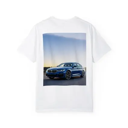 BMW 5 Series Blue Sedan Desert Sunset