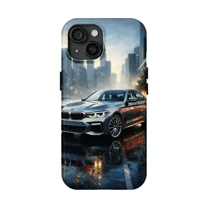 BMW 5 Series Rainy City Night Street