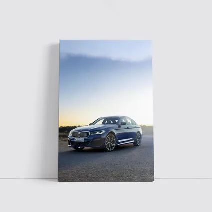 BMW 5 Series Blue Sedan Open Road